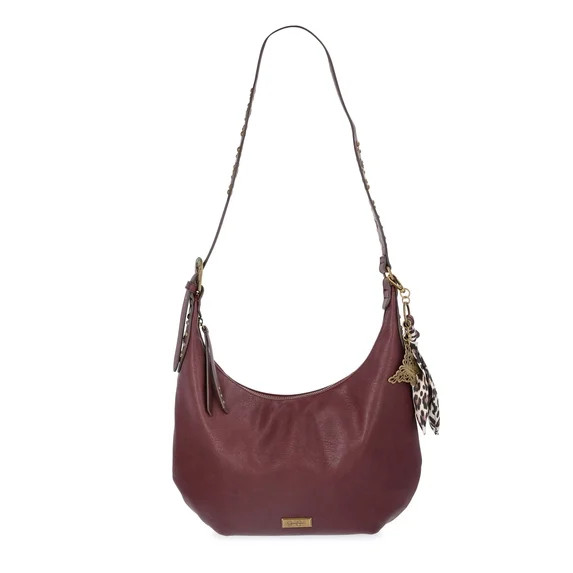 Jessica Simpson Women's Daphne Faux Leather Hobo Handbag, Pinot Noir | Walmart (US)