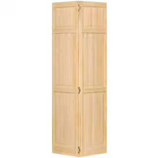 28 in. x 80 in. Traditional 6-Panel Unfinished Solid Core Pine Bi-Fold Door | The Home Depot