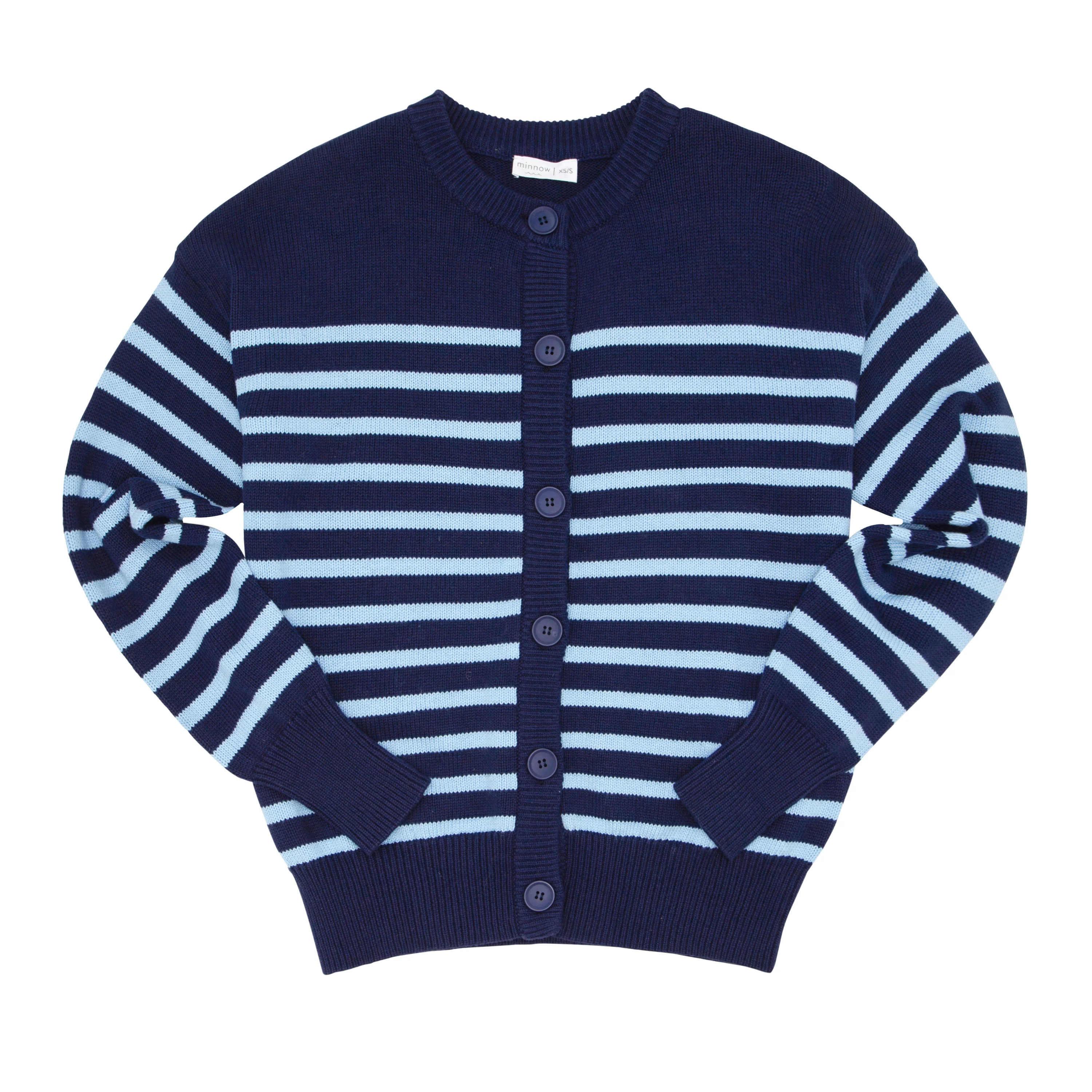 women's navy and peri blue stripe cardigan | minnow swim | minnow