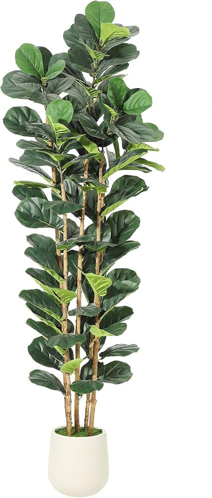 Garvee Artificial Fiddle Leaf Fig Tree with White Planter, Fake Plant with Natural Wood Trunk, Fa... | Amazon (US)