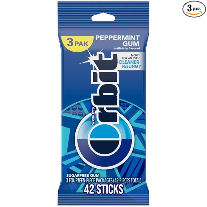ORBIT Peppermint Sugarfree Chewing Gum, 3 Packs of 14-Pieces (42 Total Pieces) | Amazon (US)