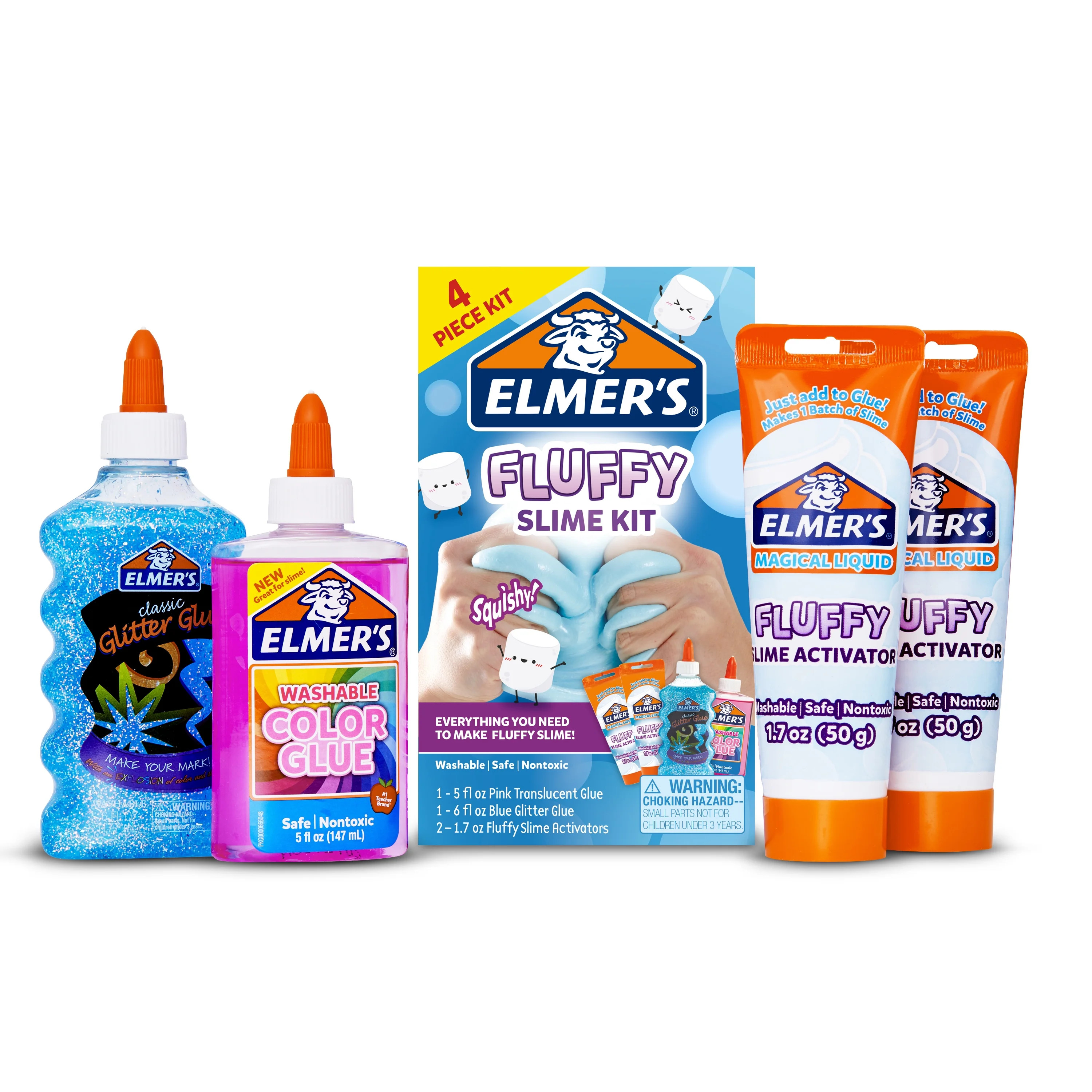 Elmer’s Fluffy Slime Kit, Includes Elmer’s Translucent Color Glue, Elmer’s Glitter Glue, El... | Walmart (US)