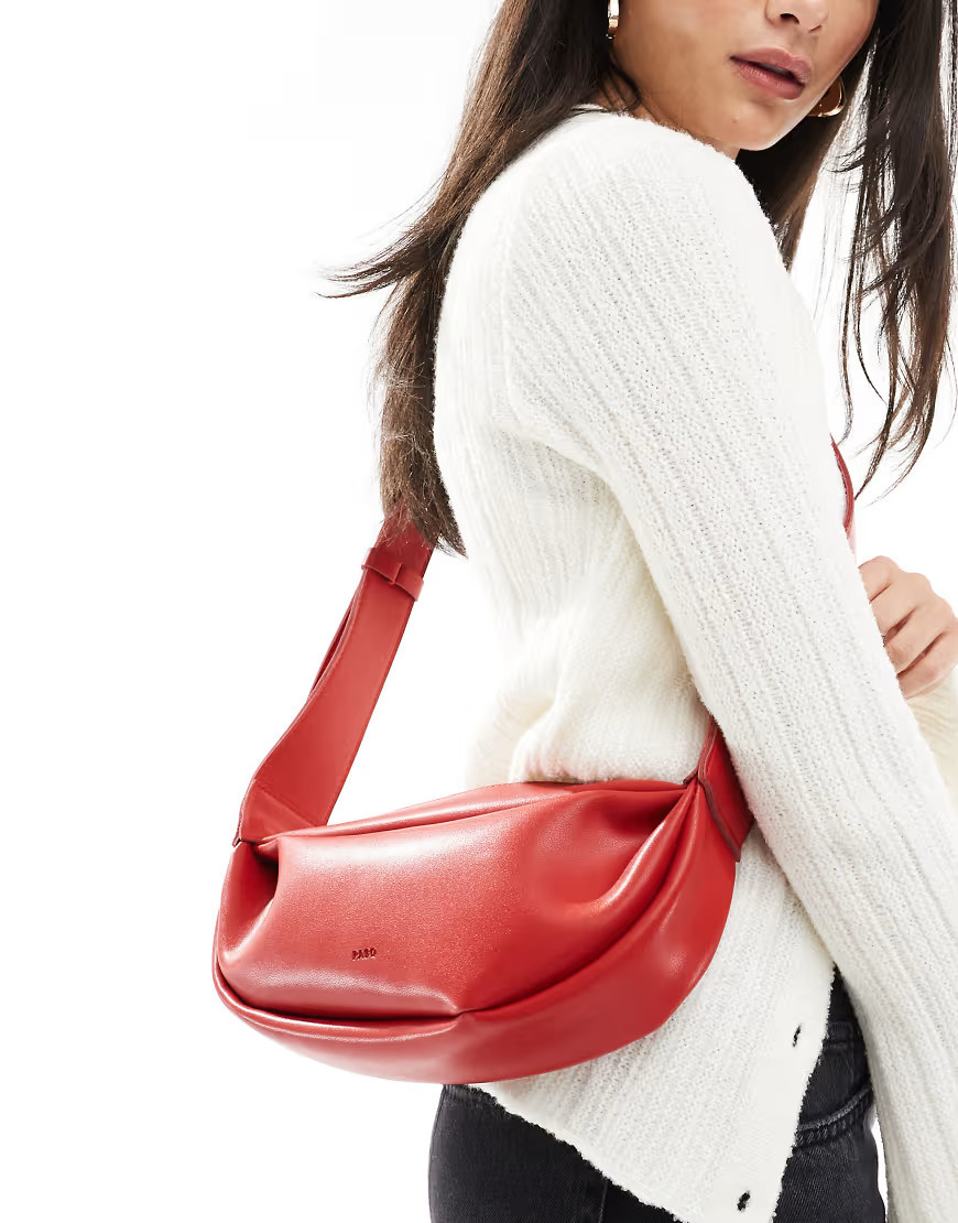 PASQ soft crossbody crescent bag in red | ASOS (Global)