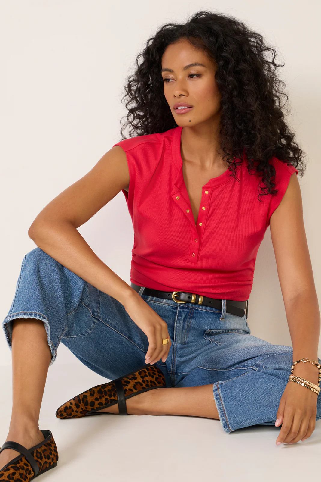 Joni Snap Henley Top | Evereve