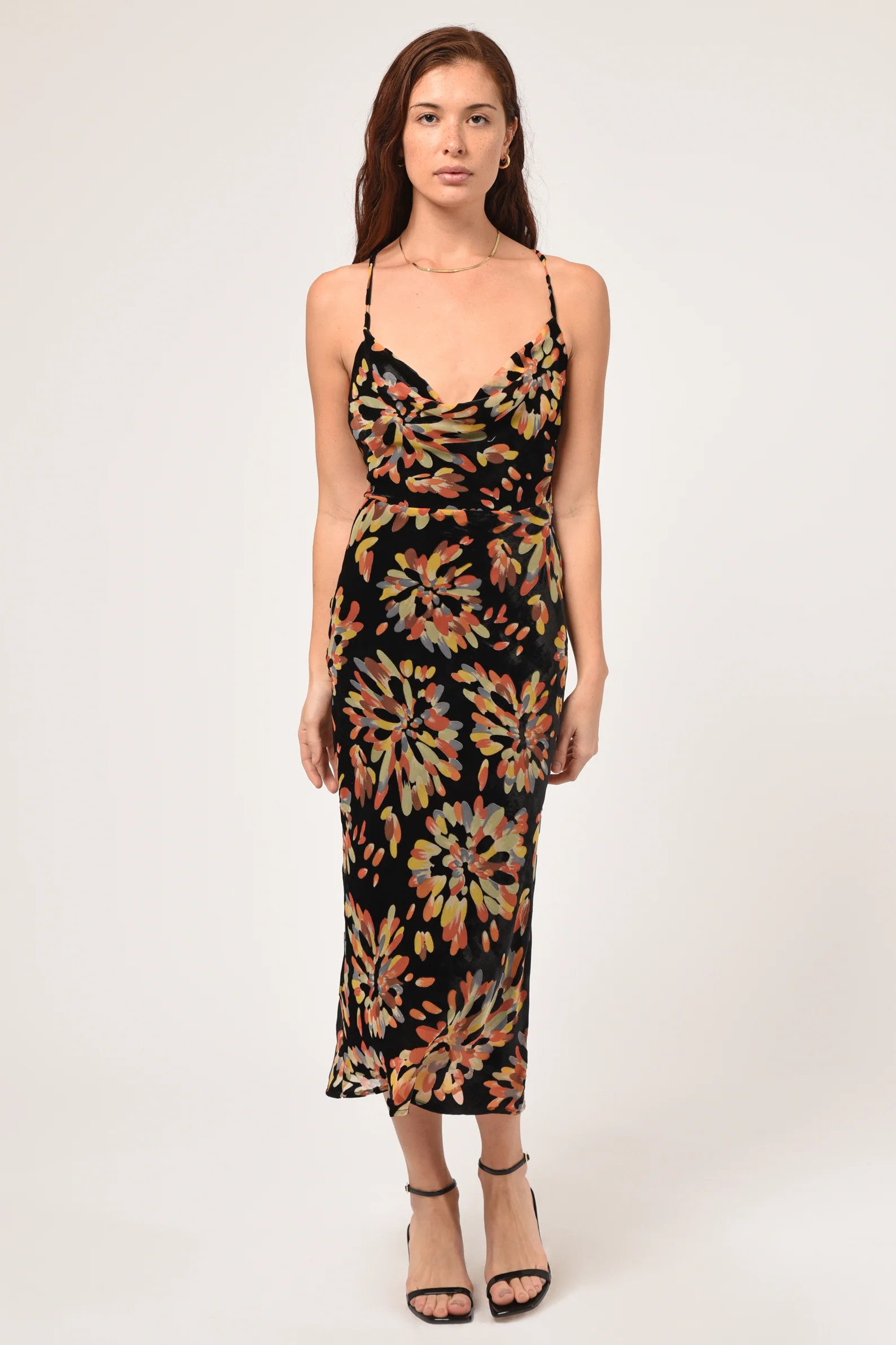 Zana Printed Velvet Burnout Slip Dress | Adelyn Rae