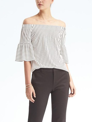 Stripe Crepe Off-Shoulder Top | Banana Republic US