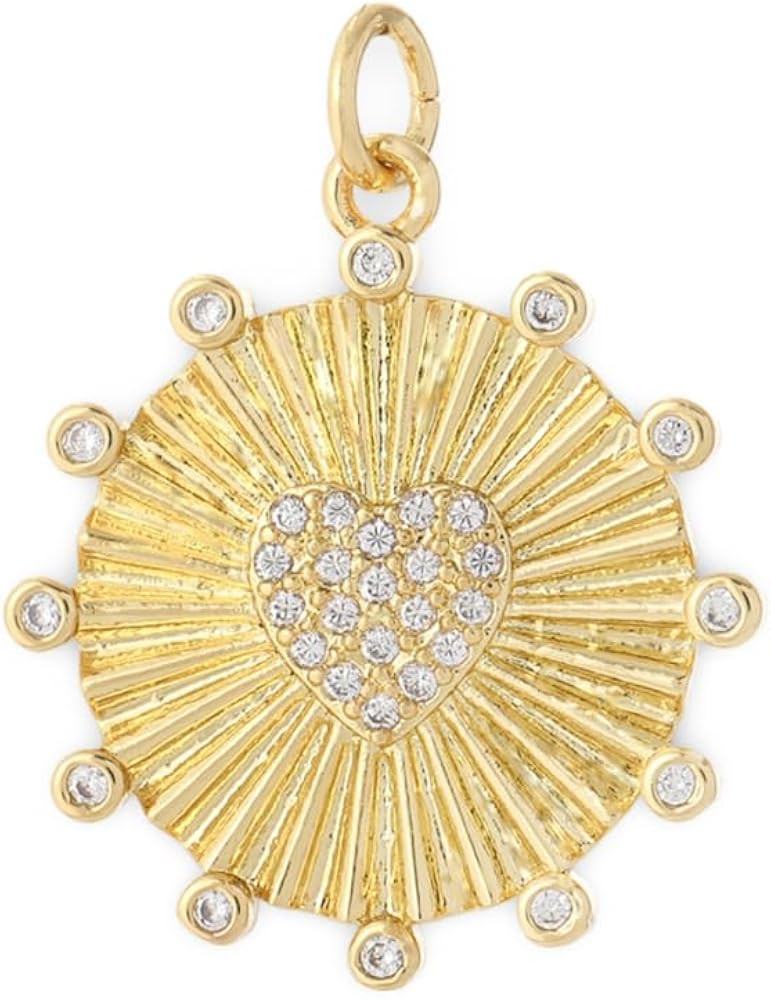 Gold Plated Colorful Enamel Pendant Charms With Pave Crystal For Jewelry Making - AC210241G5 | Amazon (US)