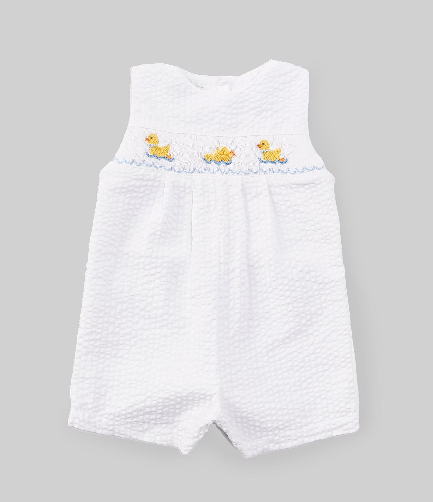 Baby Boys 3-24 Months Sleeveless Duck-Embroidered Smocked Seersucker Shortall | Dillard's