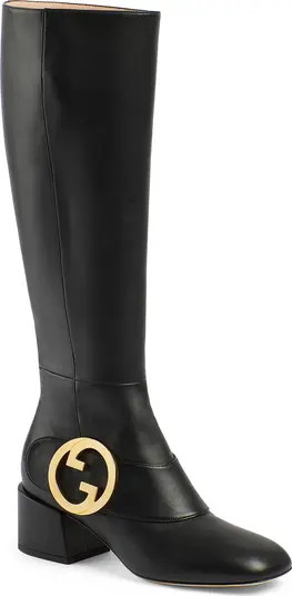 Gucci Blondie Interlocking G Block Heel Knee High Boot | Nordstrom | Nordstrom
