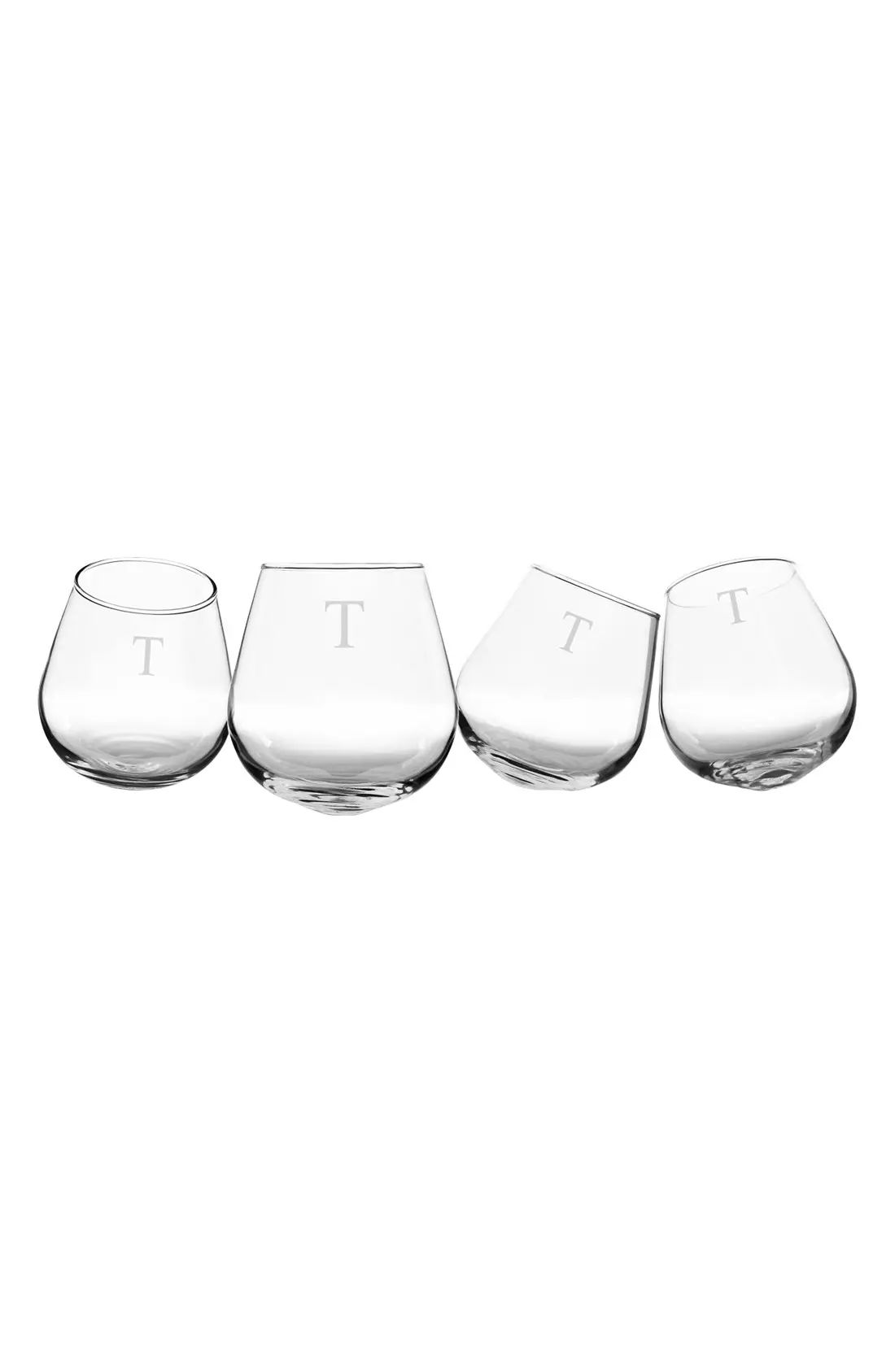 Cathy's Concepts Monogram Tipsy Set of 4 Wine Glasses | Nordstrom