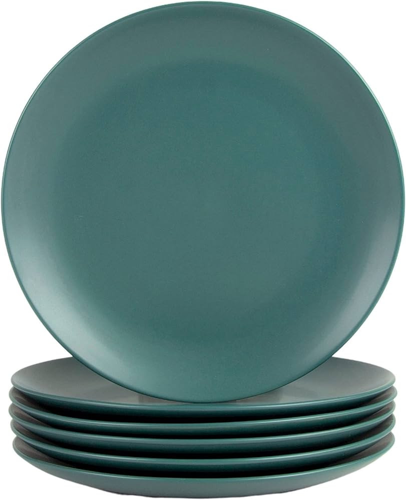 10 Strawberry Street Wazee Matte 10.5" Coupe Dinner Plate, Set of 6, Emerald Green | Amazon (US)