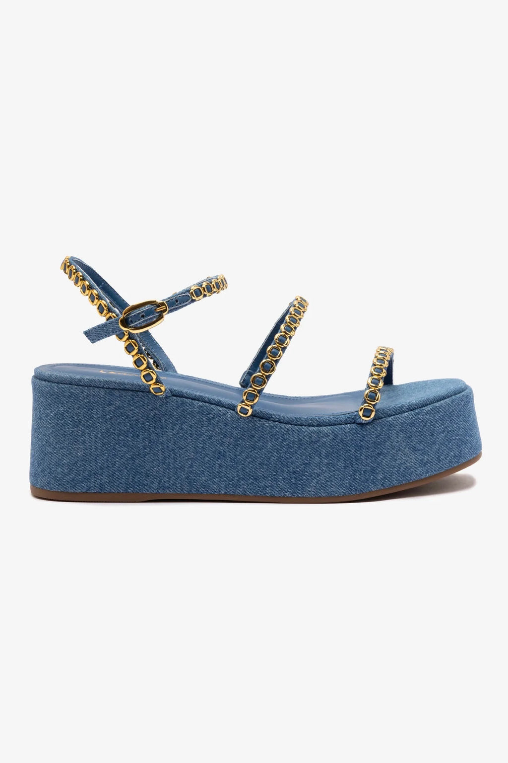 Gio Milanina Flatform Sandal In Blue Stoned Raffia | Larroude