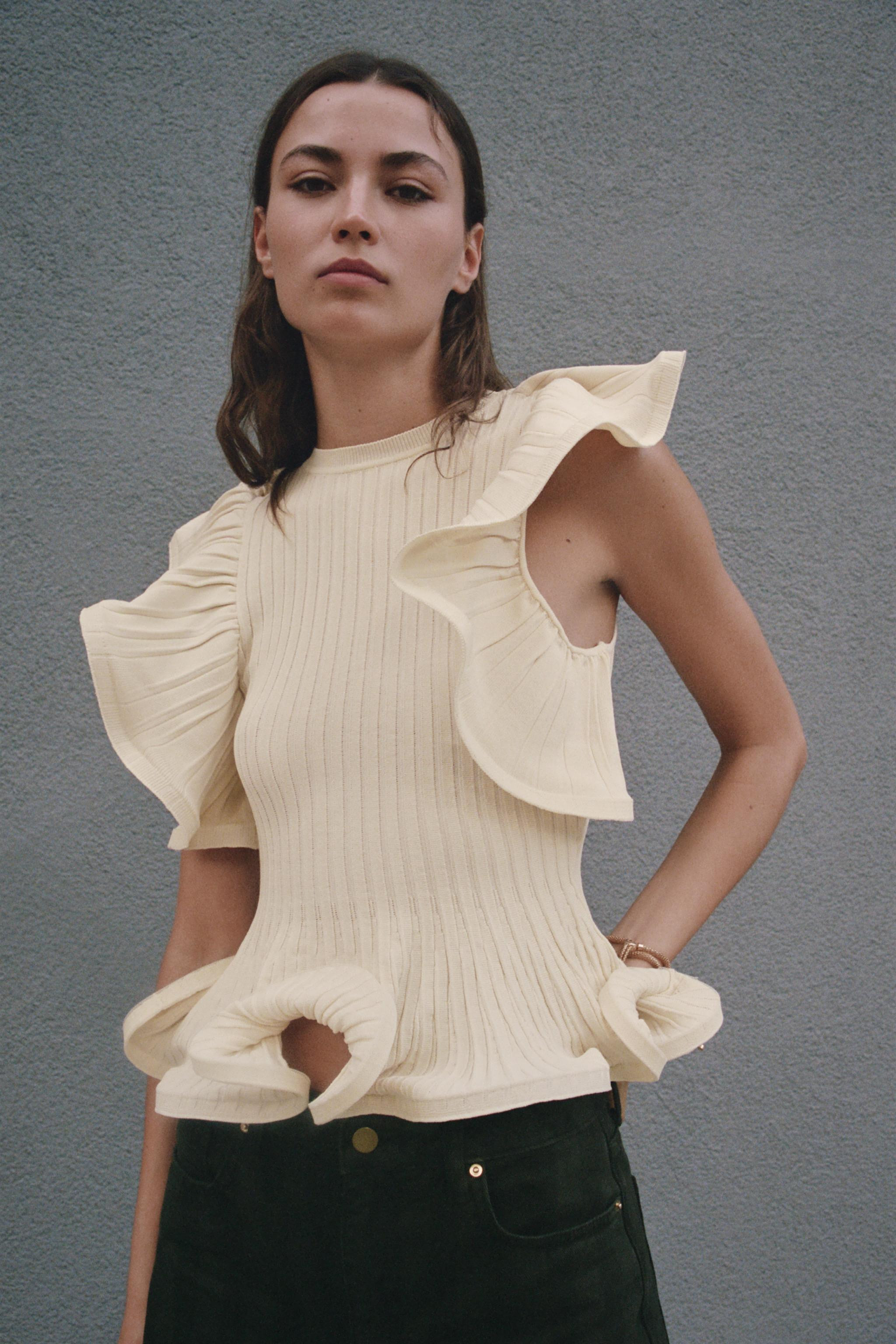 WAVY TRIM KNIT TOP | Zara US