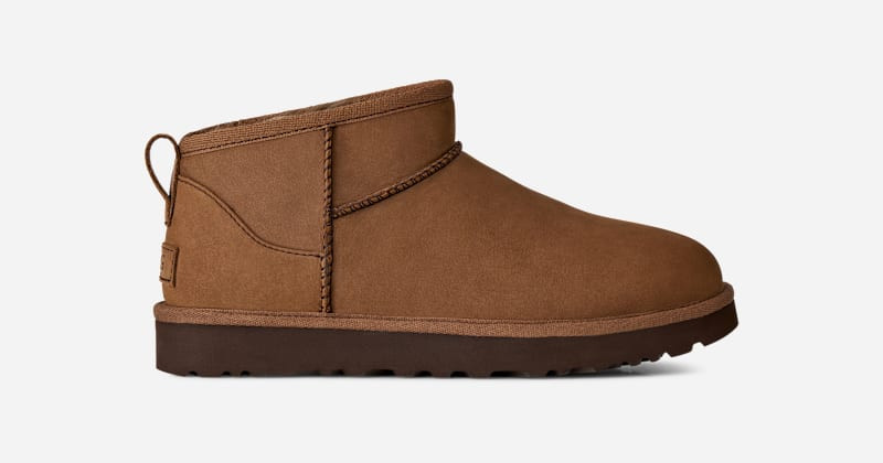 UGG® Women's Classic Ultra Mini Nubuck Sheepskin Classic Boots in Dark Chestnut, Size 6 | UGG (US)