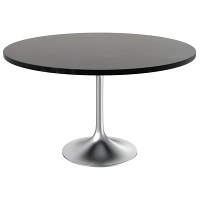 Heatherton 48" Round Dining Table with MDF Top Kitchen Table and Silver Stainless Steel Pedestal Base Seats 2-6 Person | Wayfair North America