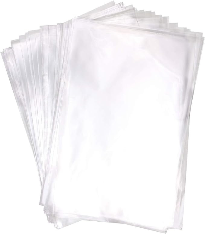 Amazon.com: Mini Skater 8" x 12" Clear Treat Bags OPP Cello Cellophane Flat Bag With 50Pcs Gold C... | Amazon (US)