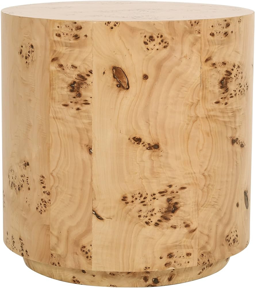 Meridian Furniture Collection Mid-Century Modern End Table with Burl Wood and Curved Art Deco Des... | Amazon (US)