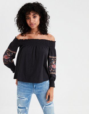 AE Smocked Off-the-Shoulder Top | American Eagle Outfitters (US & CA)