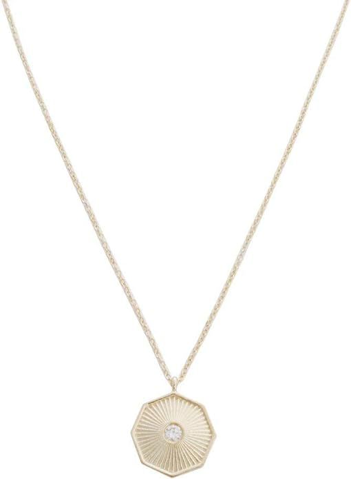 HONEYCAT Sunbeam Octagon Crystal Pendant Necklace in Gold, Rose Gold, or Silver | Minimalist, Del... | Amazon (US)
