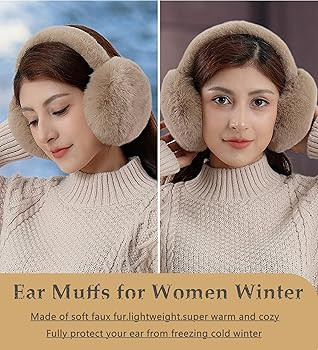 Eyegla Ear Muffs for Winter Women Adjustable & Foldable Earmuffs Fluffy Soft Ear Warmers Warm Ear... | Amazon (US)