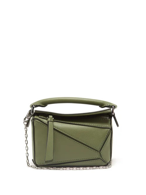 Loewe Paula's Ibiza - Puzzle Nano Leather Cross-body Bag - Womens - Green | Matches (US)