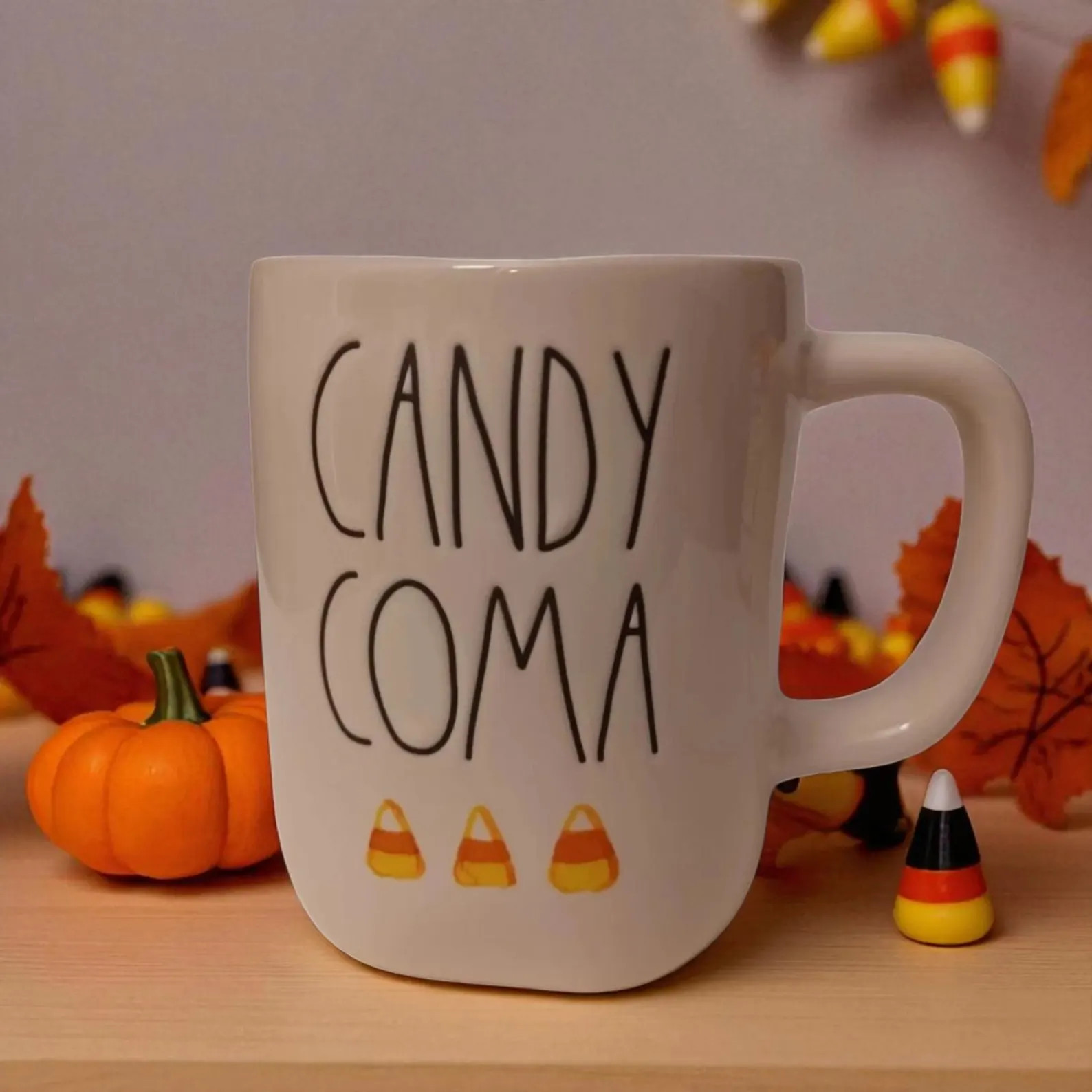 Rae Dunn Halloween Coffee Mug Candy Coma Beige and Orange - Etsy | Etsy (US)