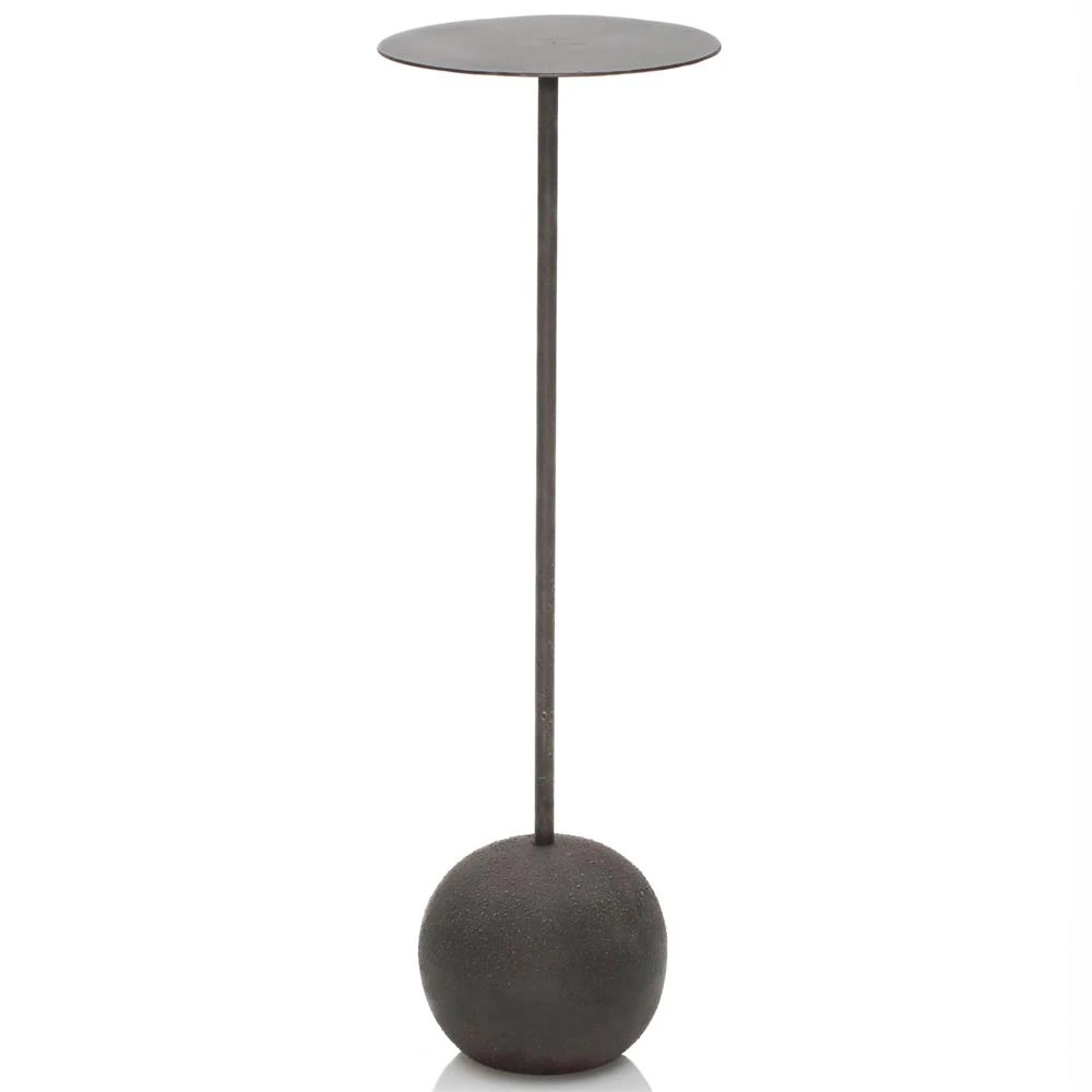 Sierra Industrial Loft Black Mild Steel Sphere Base Side Drink Table | Kathy Kuo Home