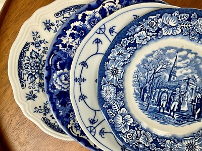 Mismatched China Blue & White SALAD Plates ~ Set of 4 ~  | eBay | eBay US