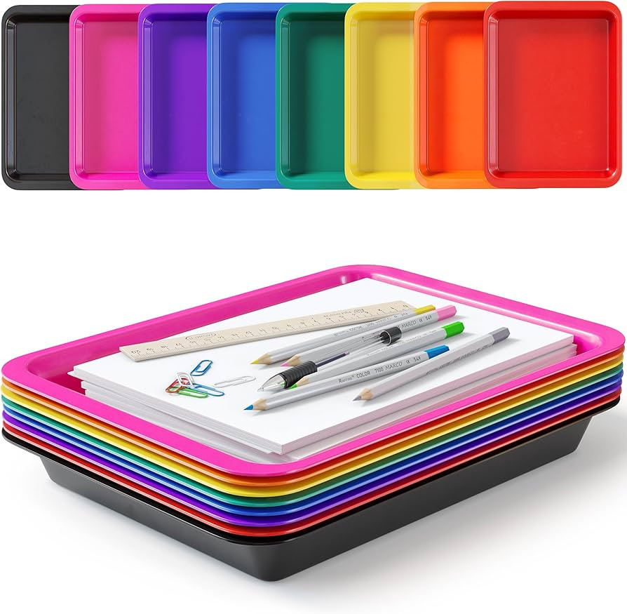 DOODLE HOG Set of 8 Art Trays for Kids, Great for Lego, Sand, Crafts, Painting, Montessori, Rainb... | Amazon (US)