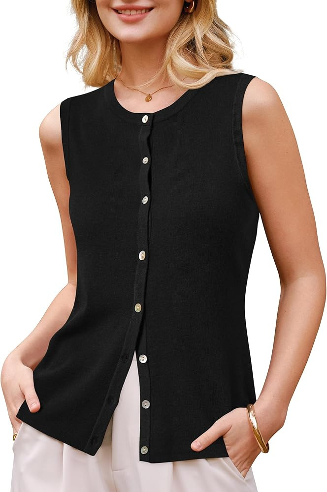 Arach&Cloz Women's Wool Blend Non See Through Button Down Business Casual Tank Tops 2026 | Amazon (US)