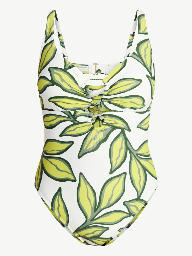 Time and Tru Women's and Women's Plus Size Collections Double Cord Tunnel One Piece Swimsuit, Siz... | Walmart (US)