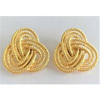 Open Work Roped Love Knot Satin Gold Tone Clip On Earrings Hand Crafted in The Usa | Etsy (US)
