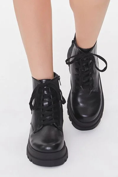 Faux Leather Lug-Sole Booties | Forever 21