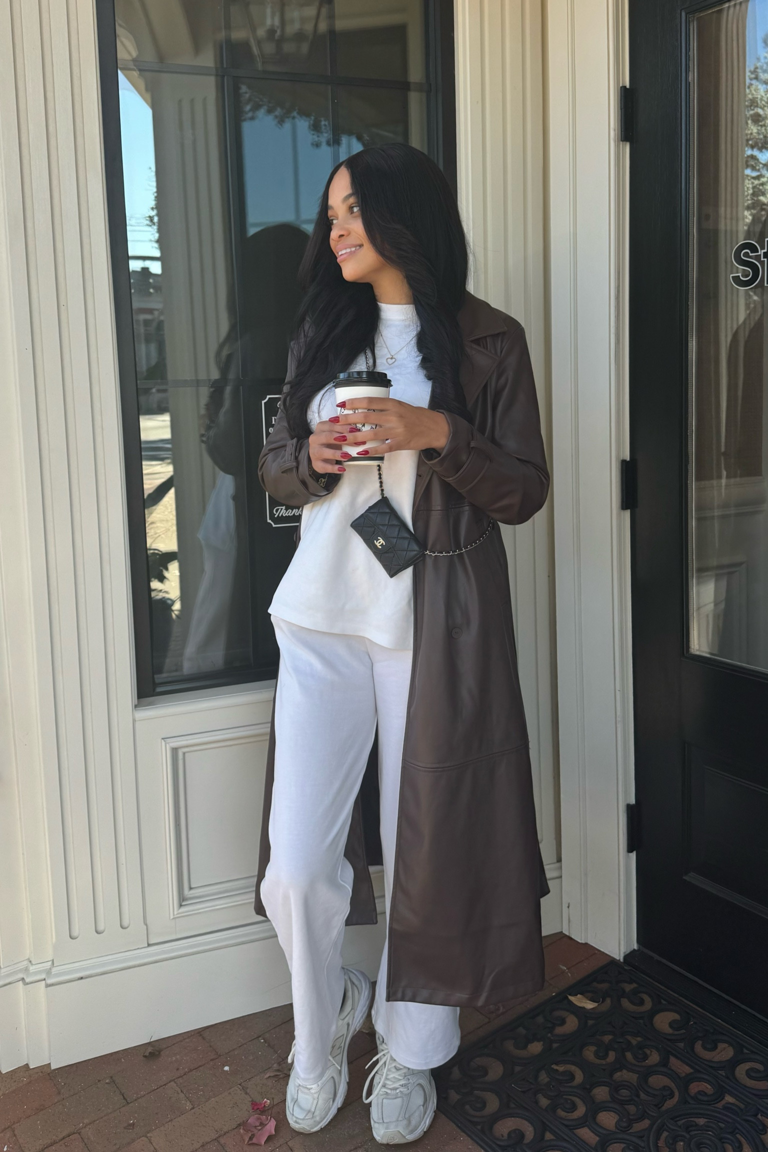 running errands 🍂
set: zara - washed interlock tshirt & pants
*out of stock*
shoes: new balance 530 beige/white sneakers
coat: meshki - farley pu trench coat
 *out of stock*
for reference, i’m wearing a size small in the set & a size medium for the trench coat.
some of the original items are out of stock but here are some similar item below!


#LTKSeasonal #LTKStyleTip #LTKFindsUnder50