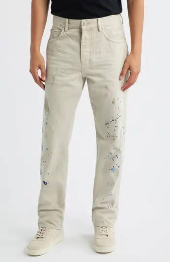 PURPLE BRAND Double Paint Embroidered Straight Leg Jeans in Khaki at Nordstrom Rack, Size 30 | Nordstrom Rack