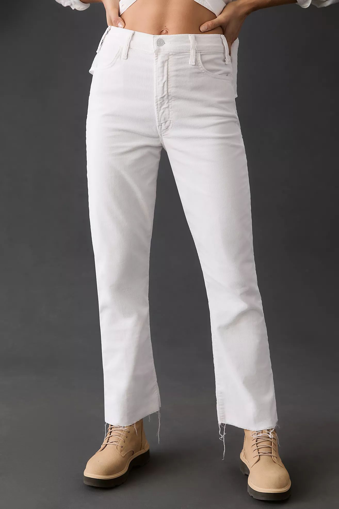 MOTHER The Hustler High-Rise Ankle Fray Corduroy Jeans | Anthropologie (US)