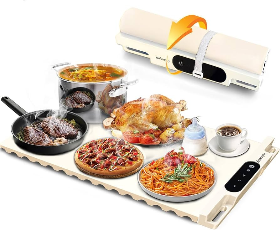 Food Warming Mat,Fast Heating Silicone Electric Warming Tray With 3 Level Temperature and 3 Level... | Amazon (US)