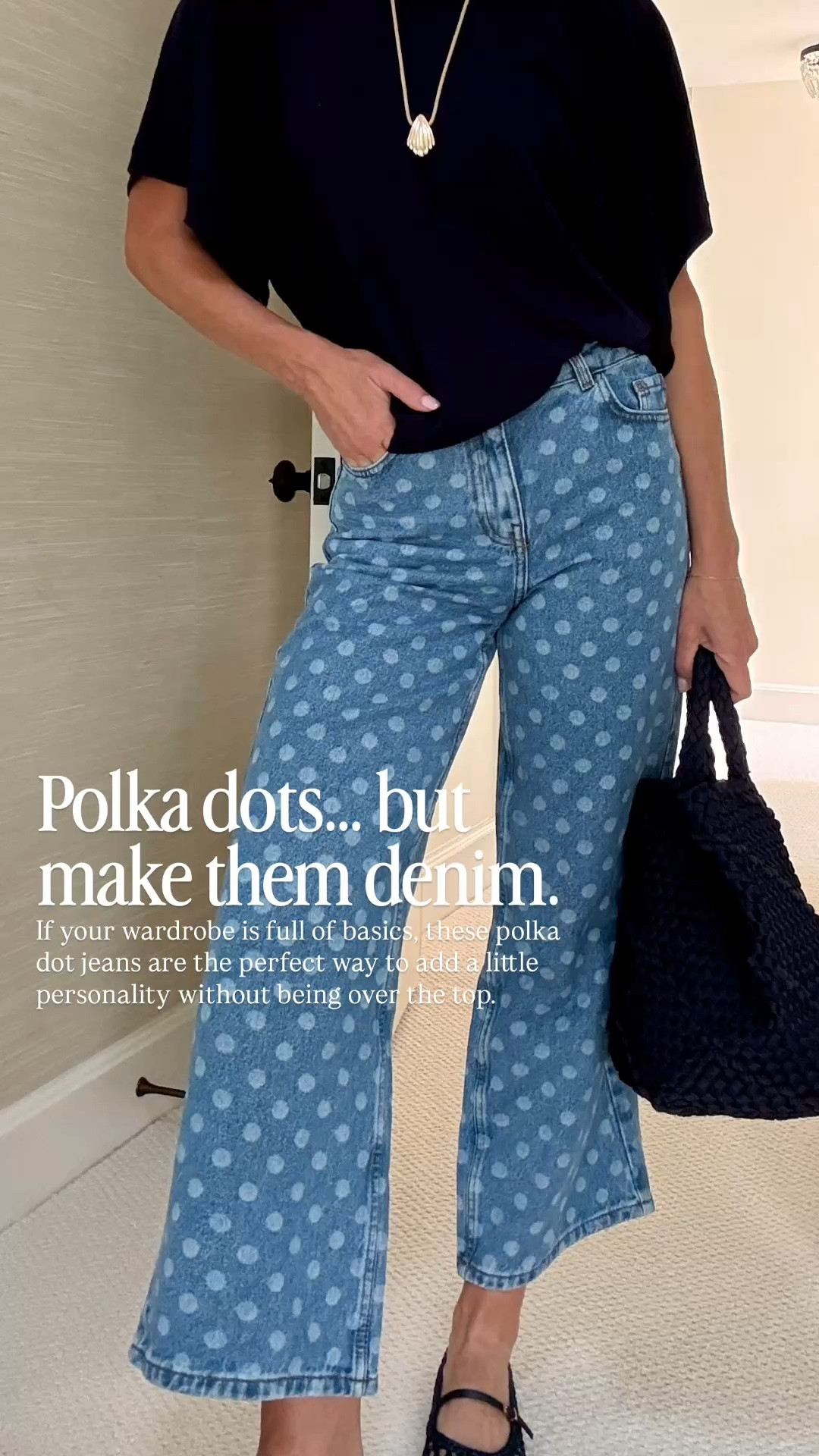 These polka dot jeans are proof that a statement piece can still be timeless. 💙 The relaxed wide-leg fit makes them so easy to wear, and they’re just as cute with a simple navy tee as they are with a sweater and loafers later this fall. If you love adding a little personality to your wardrobe without sacrificing classic style, these are for you!

👩‍💻 LTK PRO TIPS
❤️ Heart = Support my posts ;-)
🔖 Save = Get sale & restock alerts for the things you love!
📋 Lists = Keep favorites organized (List ideas: Christmas, Birthdays, and Vacations!)
📲 Share = Send lists and products to a friend (or your daughters like me).
💬 Comment = Ask me anything, and I’ll answer. ;-)

#LTKOver40 #LTKSeasonal #LTKootd