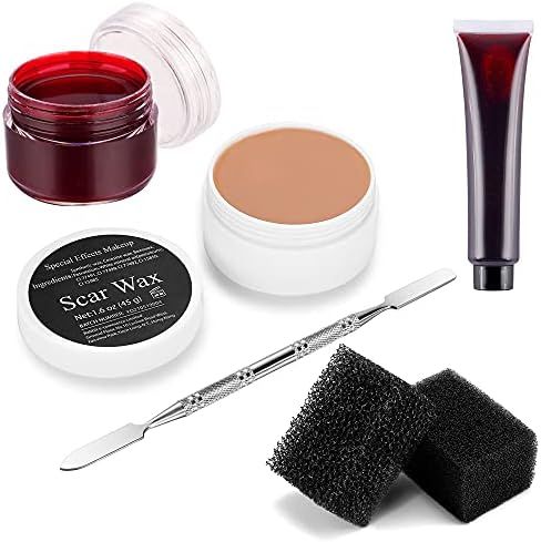 Wismee Fake Blood Sfx Makeup Kit Scar Wax(1.6 Oz) with Scab Coagulated Blood Gel, Spatula Tool Cosme | Amazon (US)