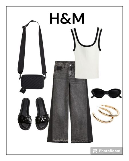 H&M wide leg black jean outfit   Cute summer outfit. 

#widelegjeans
#h&m

#LTKitbag #LTKtravel #LTKstyletip