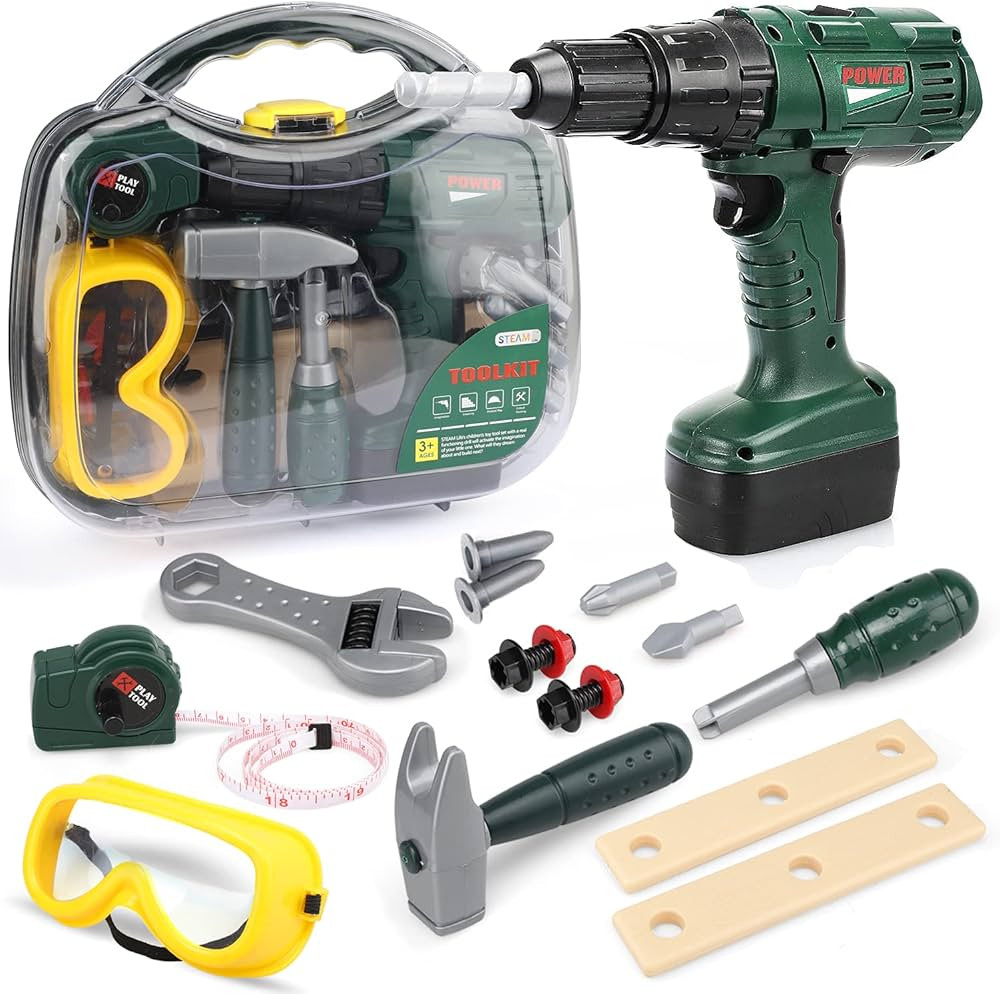 STEAM Life Kids Toddler Tool Set for Boys with Electric Toy Drill, Toy Tool Set for Toddlers, Kids T | Amazon (US)