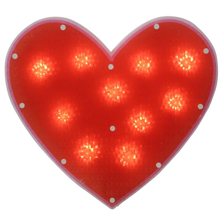 Northlight 13" Lighted Shimmering Red Heart Valentine's Day Window Silhouette Decoration | Walmart (US)