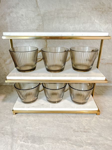Bestseller marble tiered shelf. Fluted glass mugs. Dessert display shelf. Coffee. Tea. 

#LTKSaleAlert #LTKStyleTip #LTKHome