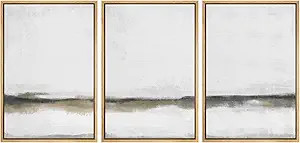 SIGNFORD Framed Canvas Print Wall Art Set Gray Tan Paint Stroke Landscape Abstract Shapes Illustr... | Amazon (US)