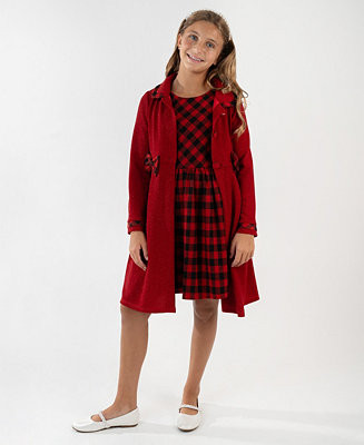Rare Editions Girls' 7-16 Plaid Coat and Dress, 2-Piece Set - Macy's | Macy's