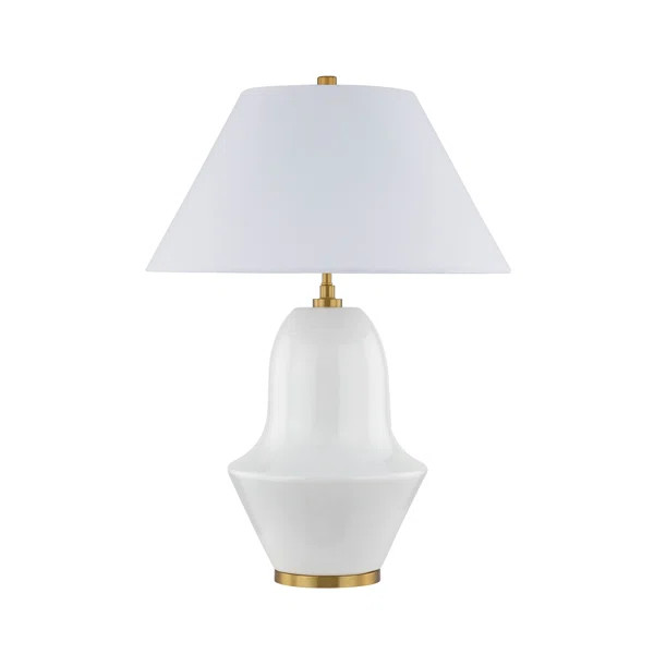 Glynias 25" Table Lamp with Fabric Shade, White (Set of 2) | Wayfair North America
