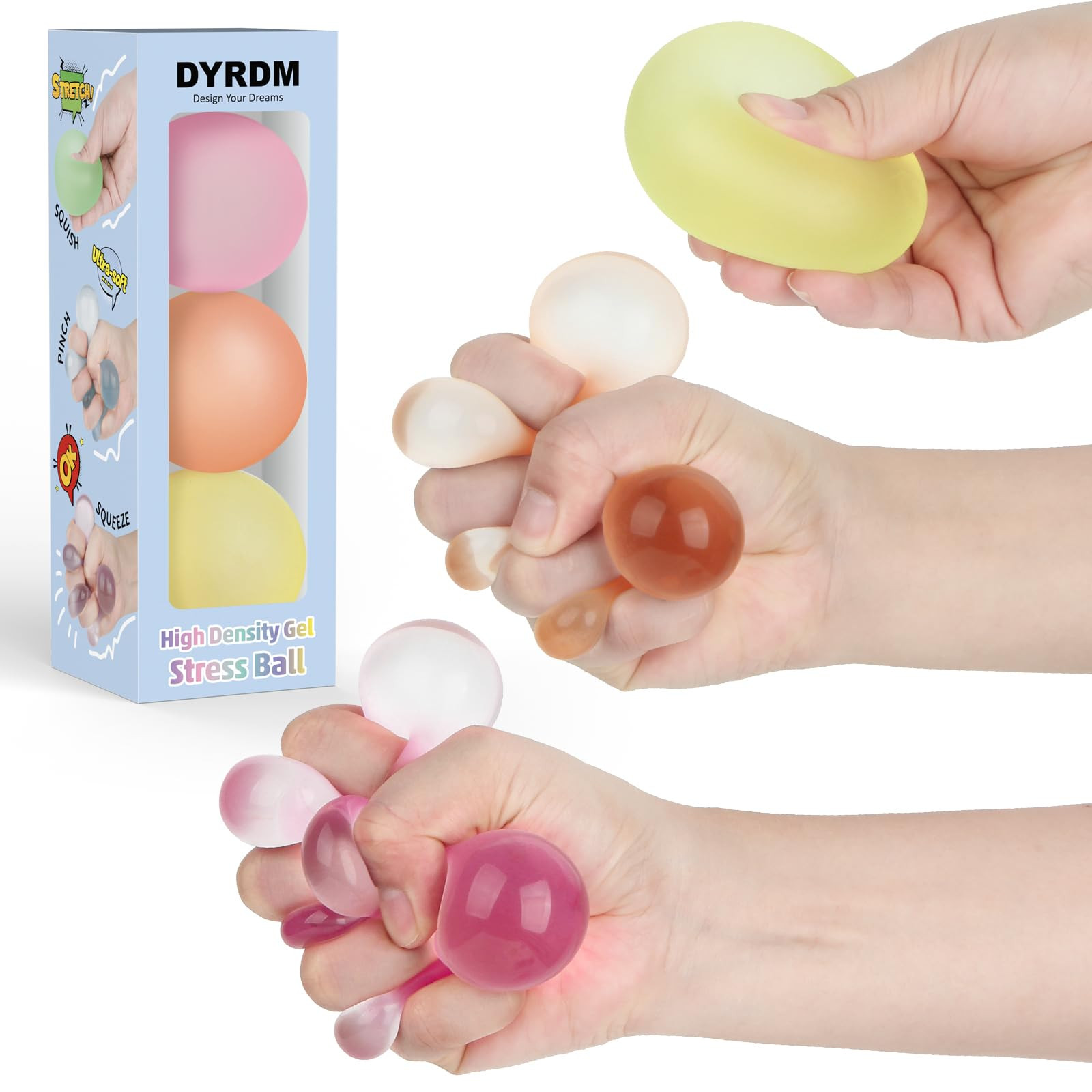 Stress Balls 3-Pack, Easter Basket Stuffers & Fidget Gifts, High Density and Ultra-Soft Memory Ge... | Amazon (US)