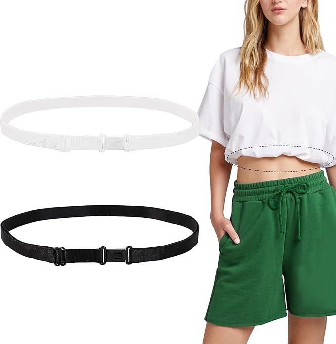2pcs Adjustable Crop Tuck Band for Shirts, Shirt Tuck Band Shirt Cropping Band Elastic Crop Top B... | Amazon (US)