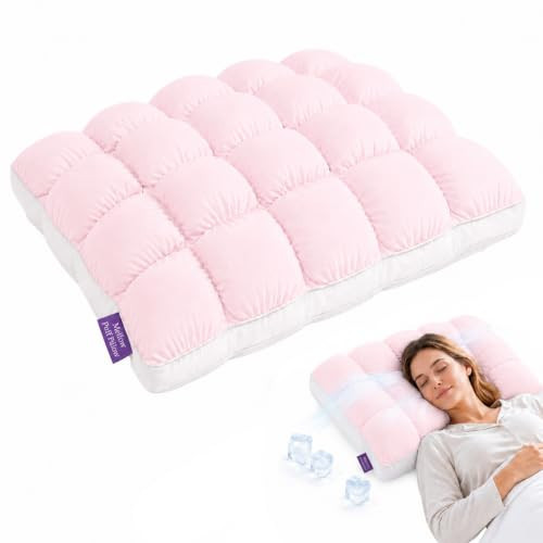 Mellow Puff Pillow, Mellow Puff Cooling Pillow for Sleeping, Fluffy Cloud Pillow with Ice-Silk Touch, Breathable Quilted Grid Design, for Side and Back Sleepers, Machine Washable (Baby Pink) | Amazon (US)