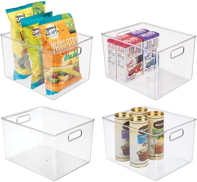 mDesign Plastic Storage Organizer Container Bins Holders with Handles - for Kitchen, Pantry, Cabi... | Amazon (US)
